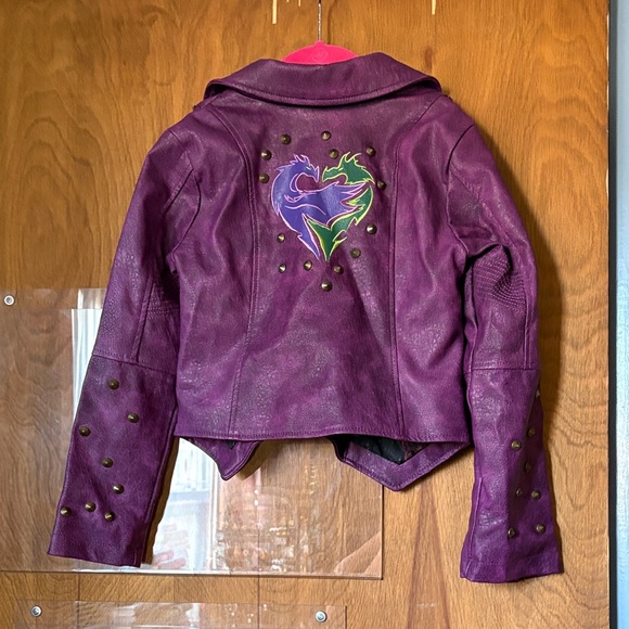 Disney Descendants Faux Leather Purple Kids Moto Jacket Size 5/6 - Picture 6 of 8